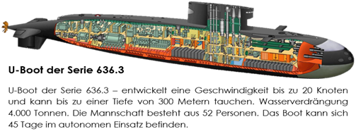 Le sous-marin de la série 636.3 développe une vitesse pouvant atteindre 20 nœuds et a la capacité de plonger à une profondeur de 300 mètres. Quatre unités ont déjà été livrées et mises en service. Le 8 décembre 2015, l’un de ces sous-marins croisait en Méditerranée et a lancé des missiles de croisière Kalibr contre des positions terroristes en Syrie.