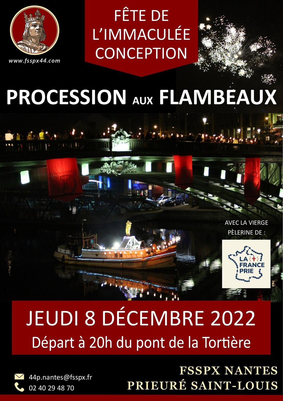 8 décembre 2022 à Nantes Procession aux flambeaux pour la Fête de l