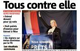 L’ignoble Nice Matin représente Marion Maréchal Le Pen le bras levé (cf salut nazi) et titre “Tous contre elle”