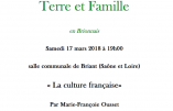 17 mars 2018 à Briant – “La culture française” (Marie-Françoise Ousset)