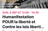 Covid 19 – Appel à manifester à Bruxelles contre les lois liberticides le dimanche 6 septembre 2020