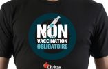 Le t-shirt NON à la vaccination obligatoire : indispensable pour les manifestations !