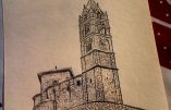 Voir la réalisation de la pyrogravure sur papier de la Chapelle Saint-Michel d’Aiguilhe par Caleana Major
