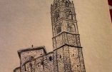 Voir la réalisation de la pyrogravure sur papier de la Chapelle Saint-Michel d’Aiguilhe par Caleana Major