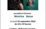 La librairie des Alpes à Grenoble accueillera l’écrivain Béatrice Besse jeudi 22 septembre 2022