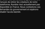 Le gouvernement français censure Rumble