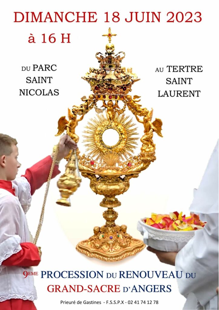 Procession du renouveau du Grand Sacre d'Angers le 18 juin 2023