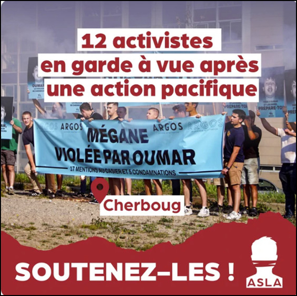 Soutien aux activistes pacifiques qui dénoncent le viol barbare de Cherbourg
