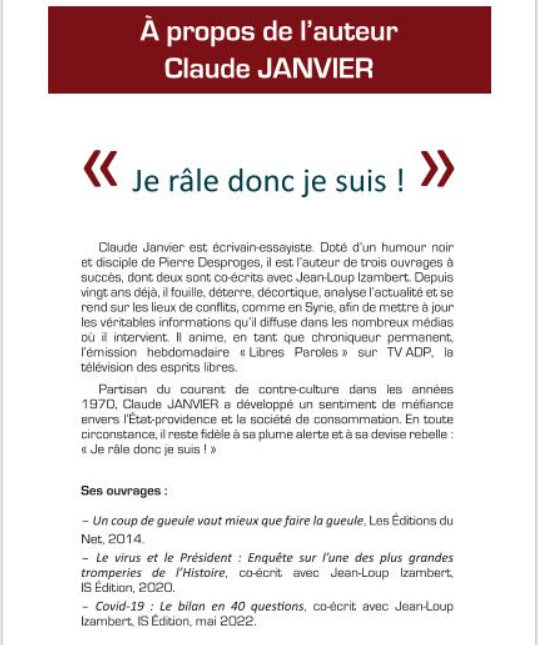 Claude Janvier, Les démasqués, Qui dirige le monde ?