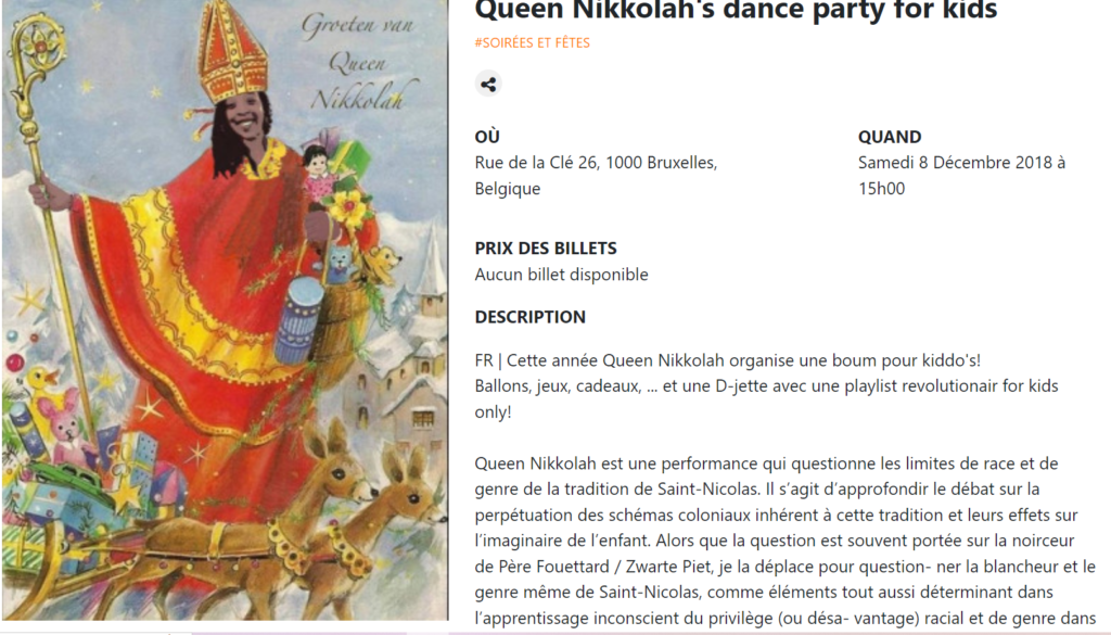 Queen Nikkolah à Bruxelles pour remplacer Saint-Nicolas