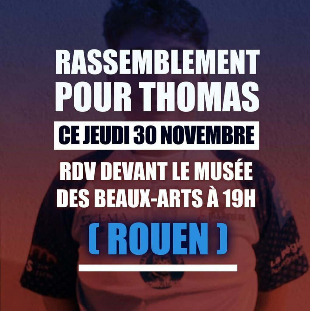 Rassemblement à Rouen Justice pour Thomas interdit