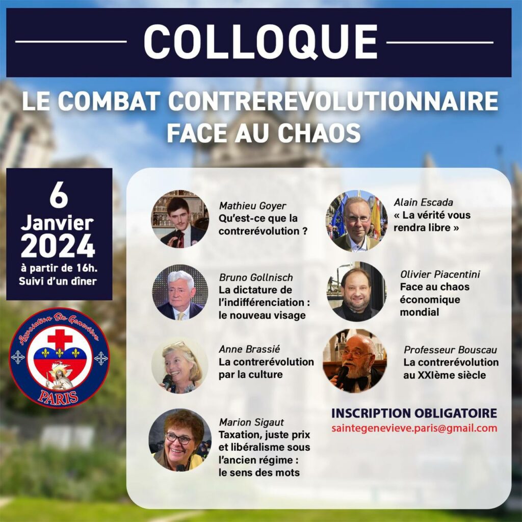 Colloque contrerévolutionnaire le 6 janvier 2024 à Paris
