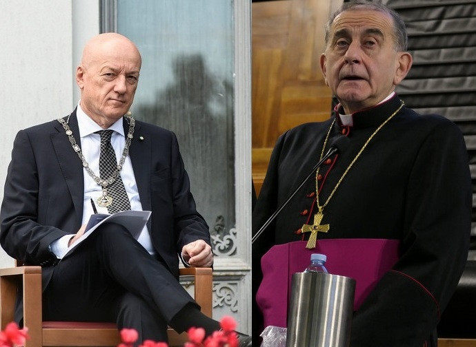 Le Grand Maître Bisi et l'archevêque de Milan Mario Delpini