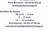 Programme des retraites de l’année 2024 prêchées par les prêtres de la Fraternité de la Transfiguration