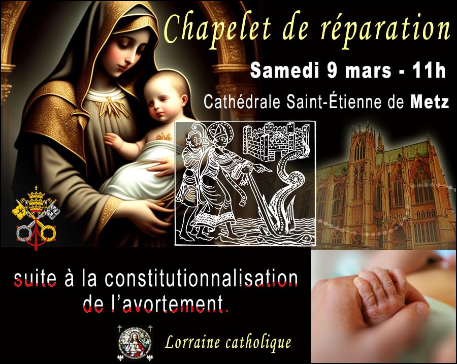 La République française est un Moloch - inscription de l’avortement dans la Constitution française. Chapelet-de-reparation-contre-l-avortement-metz-neuf-mars-2024