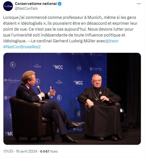 Intervention du Cardinal Müller au colloque national-conservateur