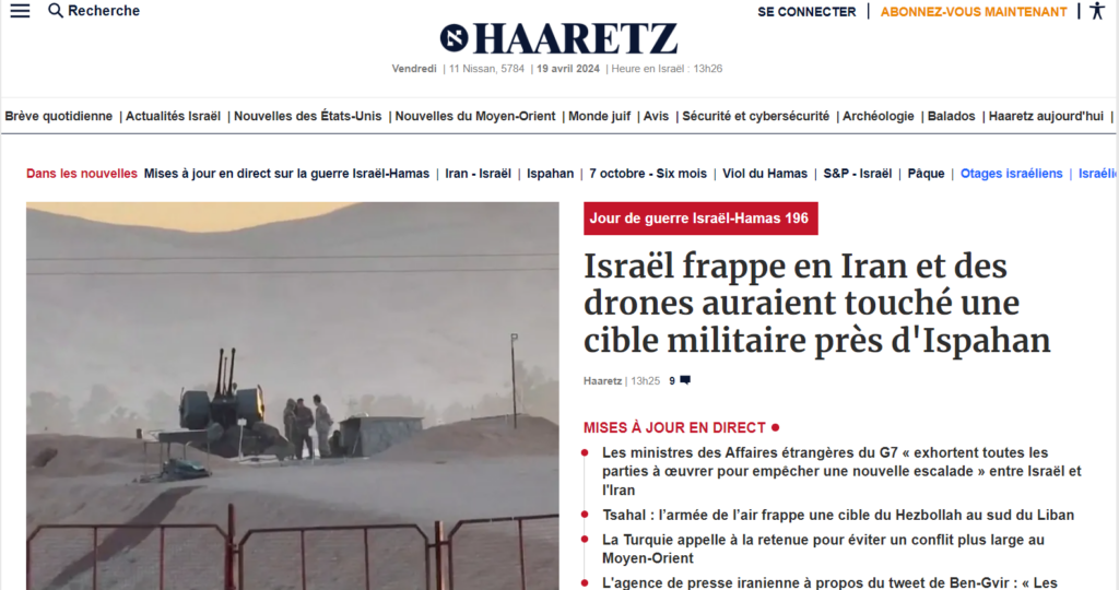 Israël a frappé l'Iran ce matin, selon Haaretz