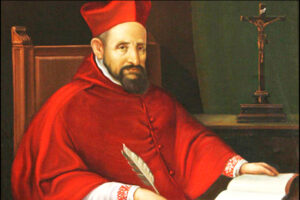 Robert Bellarmin, de la Compagnie de Jésus, cardinal, et pendant un temps, évêque de Capoue, confesseur et docteur de l'église.