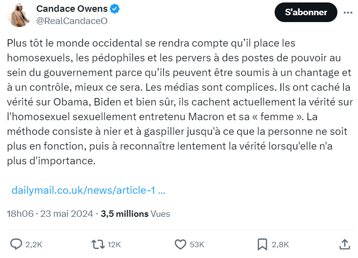 Candace Owens humilie encore Emmanuel Macron