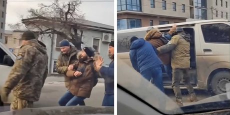 Ukrainien arrêté en rue pour être envoyé au front