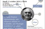 Oligarchie financière internationale – Conférence de Claude Janvier à Lausanne le 15 octobre 2024