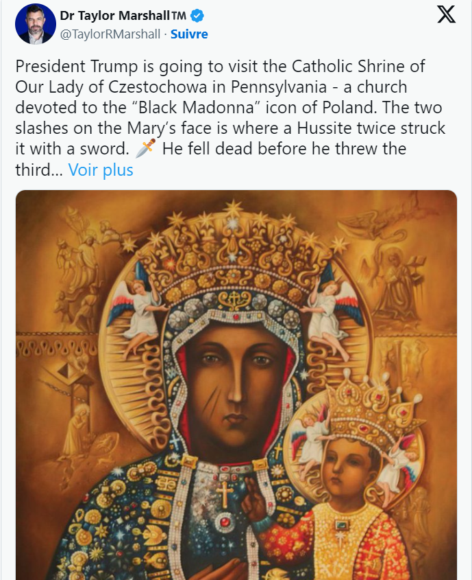 Trump visitera le sanctuaire de Notre-Dame de Czestochowa en Pennsylvanie avec le président polonais