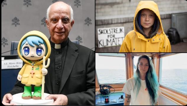 Luce, croisement entre Greta Thunberg avec son imperméable jaune et Anabel Montesla « volontaire » des ferry-boats migrants aux cheveux bleus