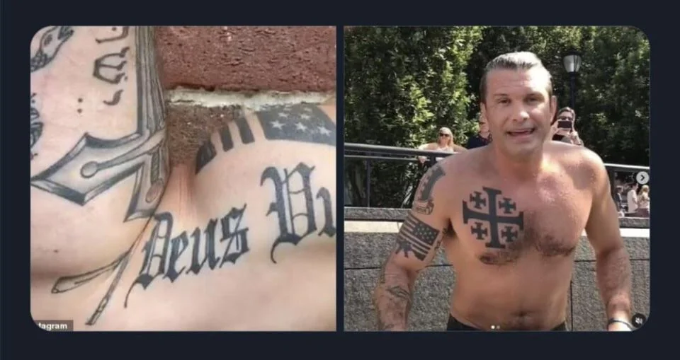 Les tatouages de Pete Hegseth, le futur secrétaire à la Défense de Donald Trump