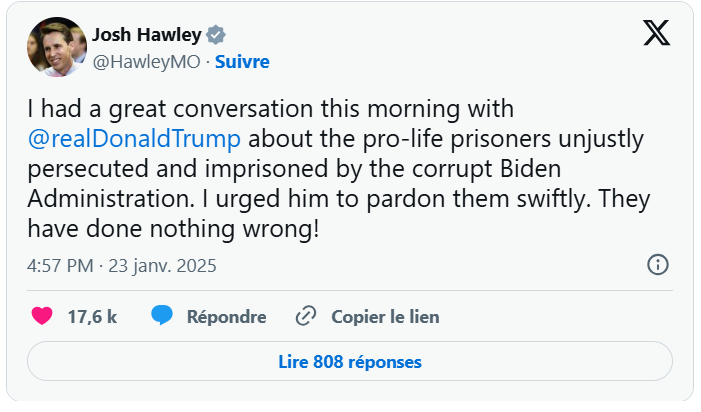 Vers la grace présidentielle pour les militants pro-vie ?