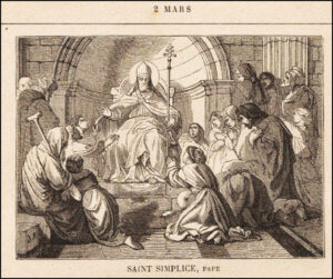 Saint Simplice, Pape, deux mars