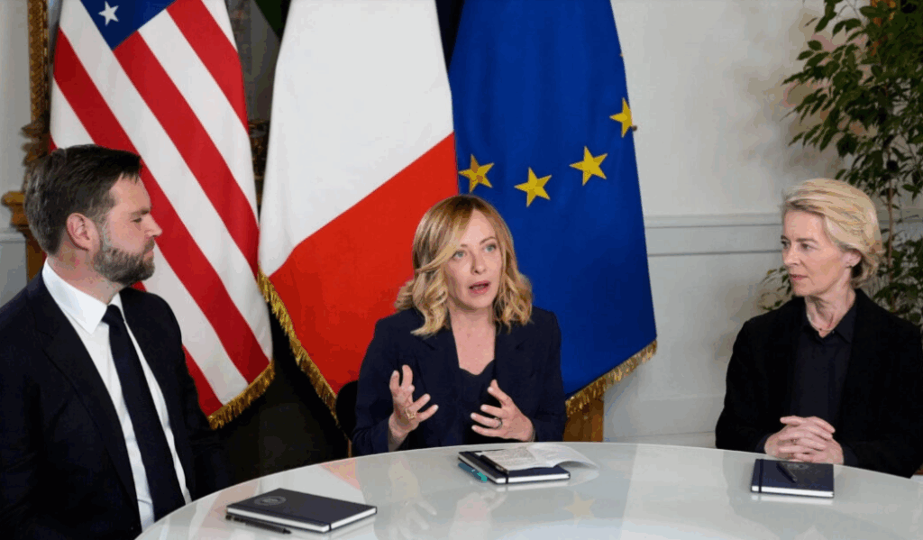 Rencontre entre Vance, Meloni et von der Leyen