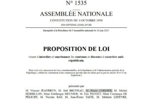 La Proposition de loi visant à interdire et sanctionner les contenus et discours à caractère anti-républicain, n° 1535