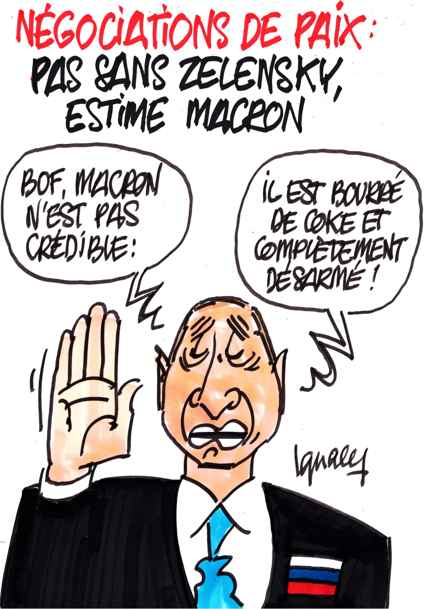 Ignace - Pas de négociations de paix sans Zelensky, estime Macron