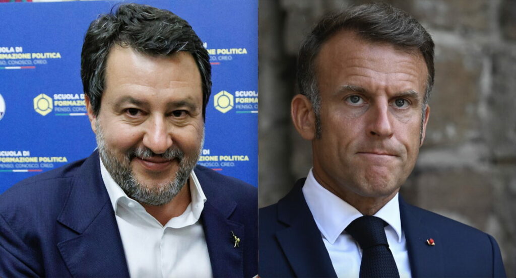 Matteo Salvini, chef de la Ligue, Italie, moque les propos va-t'en guerre d'Emmanuel Macron