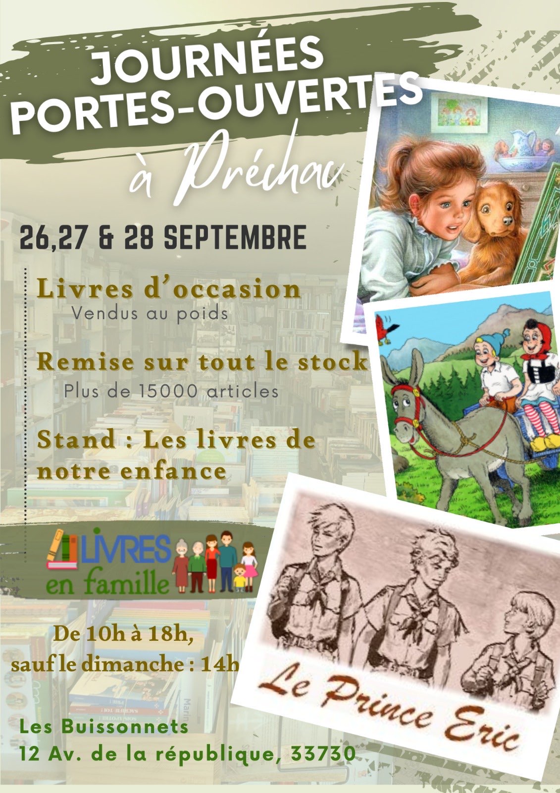 Livres en Famille, Portes ouvertes les 26, 27, 28 septembre à Préchac