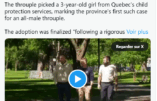 Québec : une fillette confiée à l’adoption d’un trio d’homosexuels