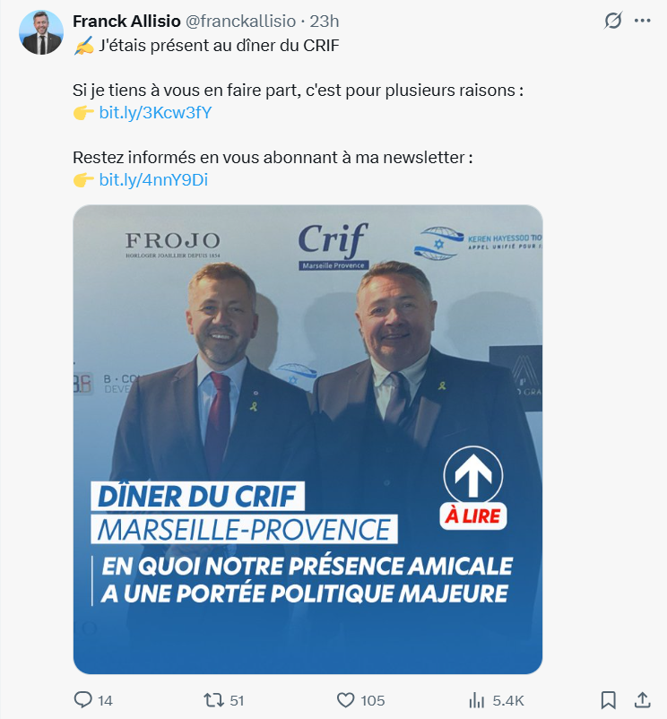 Des élus RN au dîner du Crif Marseille