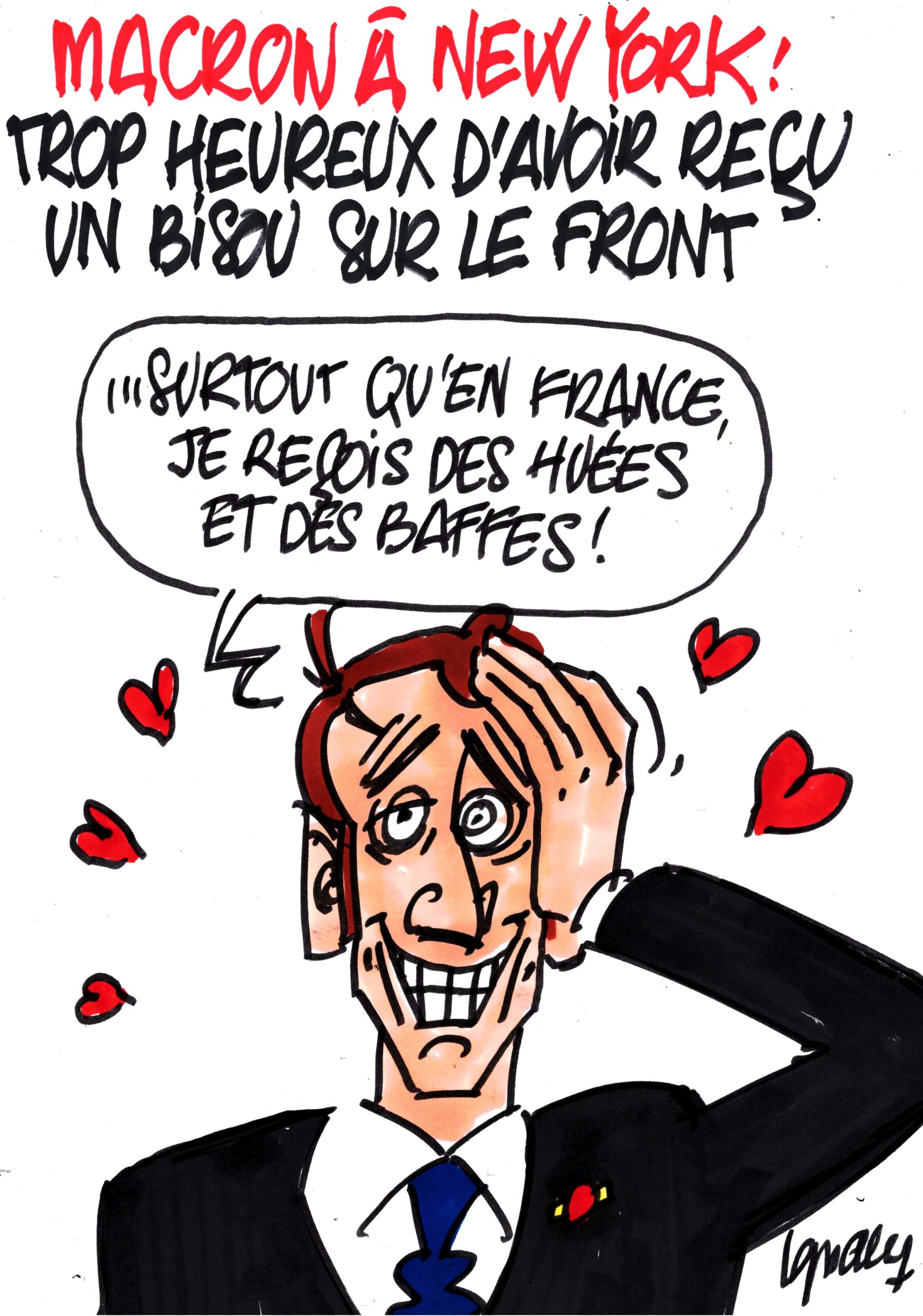 Ignace - Macron et la bise sur le front