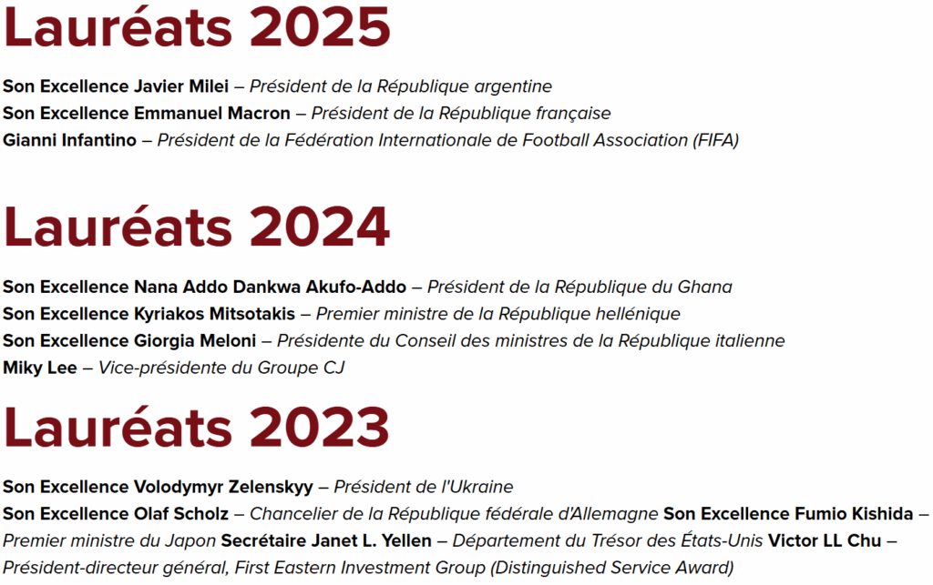 Le Prix de citoyen du monde
