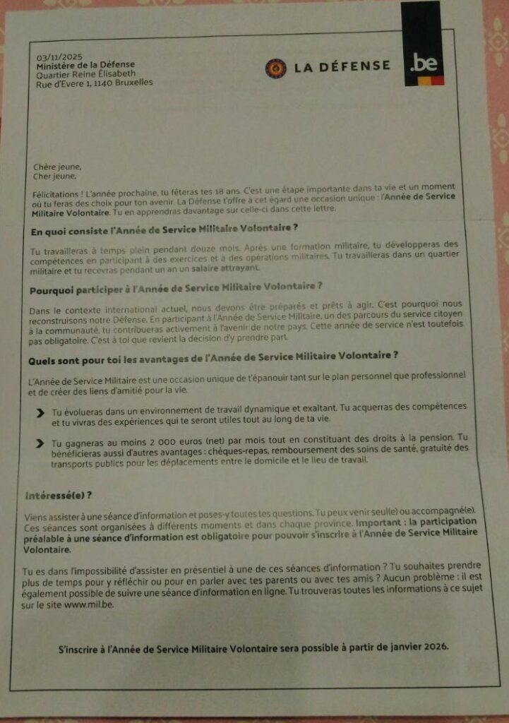 L'armée belge aussi tente de recruter des volontaires au service militaire