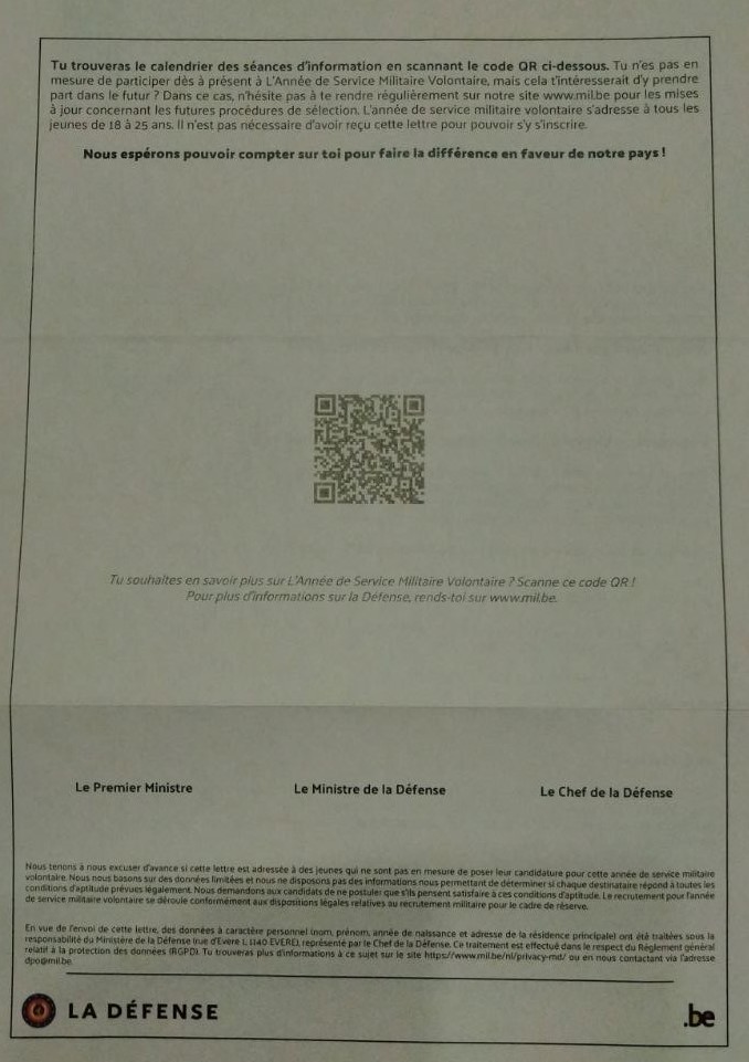 L'armée belge aussi tente de recruter des volontaires au service militaire