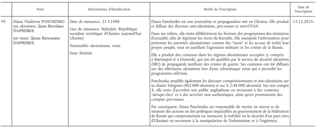 Sanctions antirusses sur des individus