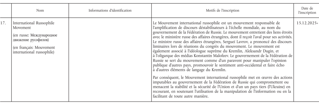 Sanctions antirusses sur des individus