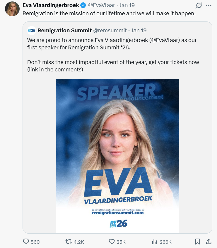 Sommet de la remigration 2026 avec Eva Vlaardingerbroek