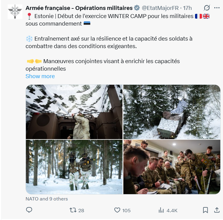 Exercice militaire français en Estonie