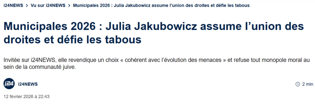 Julia Jakubowicz, La nièce du président d'honneur de la LICRA candidate RN