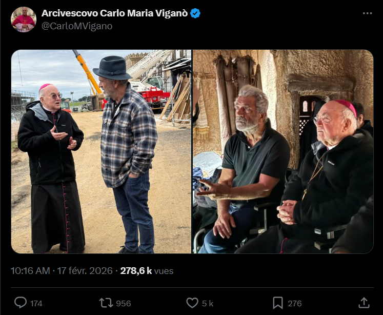 Mgr Viganò sur le tournage de « La Résurrection » avec Mel Gibson