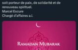 L’ambassade de France au Vatican souhaite un bon ramadan le Mercredi des Cendres