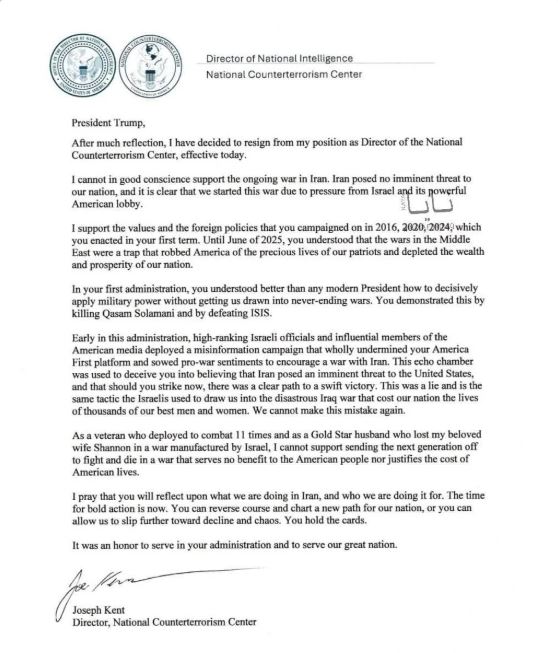 Démission de Joseph Kent