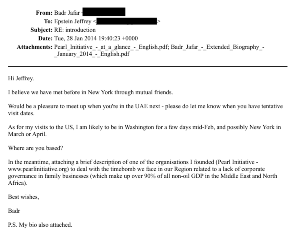 Liens entre Epstein et Jafar